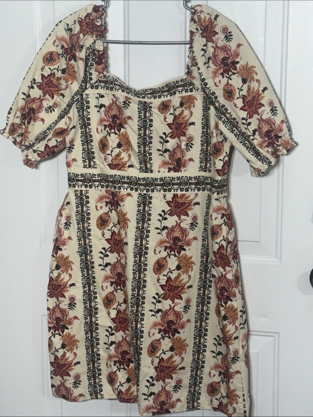 Spartina 449 Cream Mini Dress with Rust and Olive Floral Motif - Picture 4 of 4